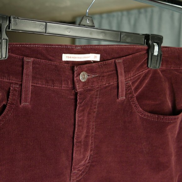 724 High Rise Straight Burgundy Cord	US 31 - Picture 2 of 6